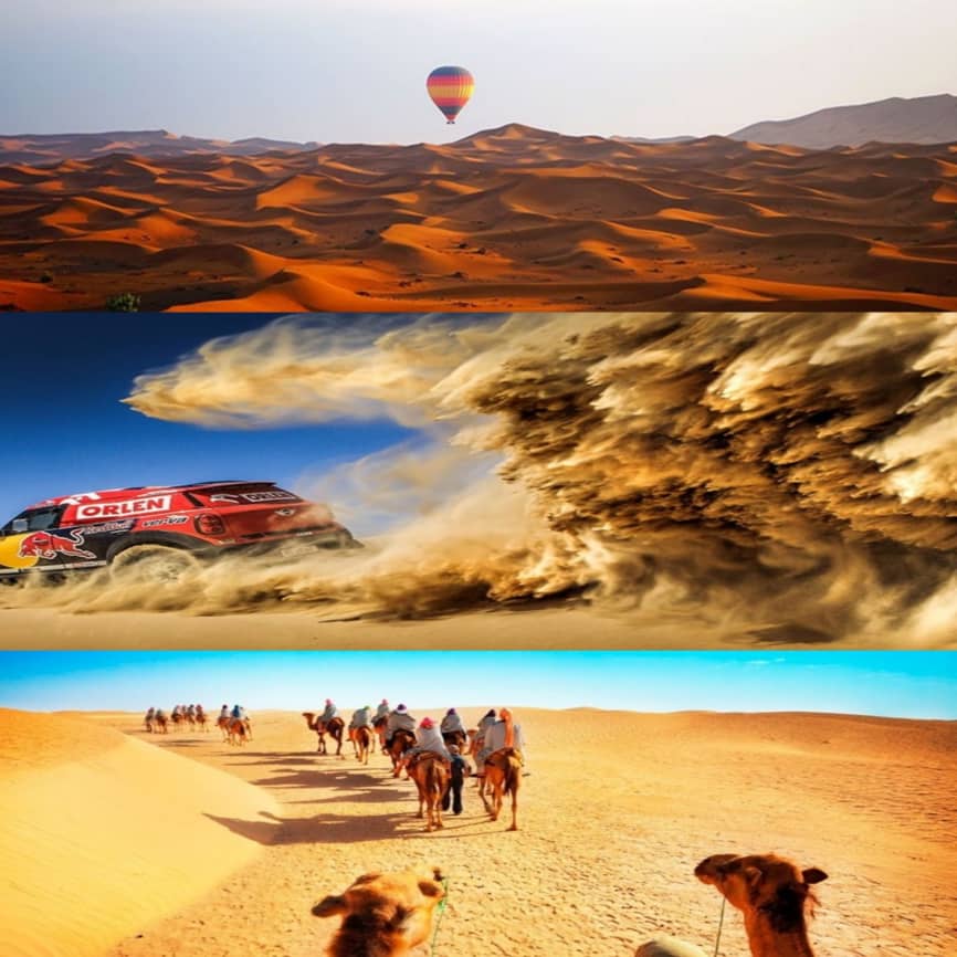 شتر سواری بالن سواری ماشین سواری در صحرا